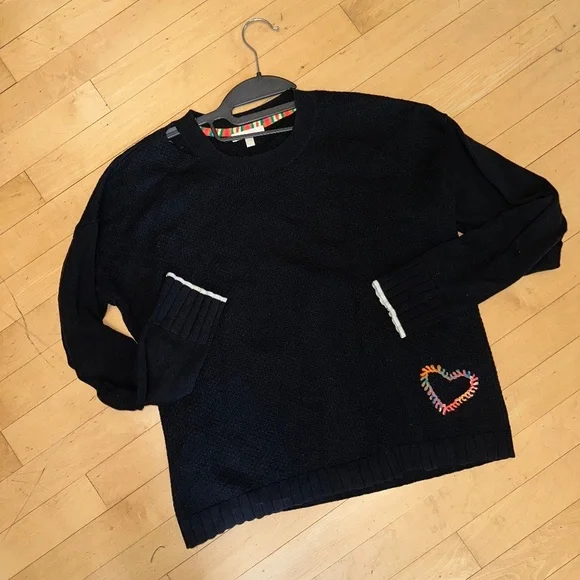 Lisa Todd Lover embroidered heart sweater, Med, CB2347 - Picture 2 of 5